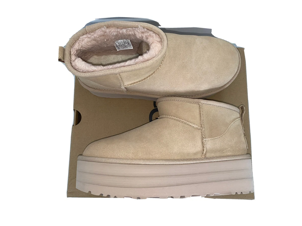 UGG Boots Ultra Mini Platform UK Size 6 DRIFTWOOD GOAT SUEDE eBay