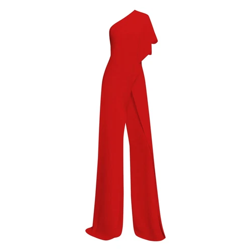 Mono de mujer de un hombro sin tirantes asimétrico pantalón largo elegante monos - Imagen 50 de 60