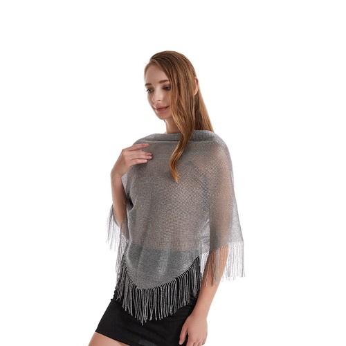 Mujeres Poncho Estola Capa Encogimiento de hombros Chal Lentellera Amigos Borla Flecos Brillo Verano - Imagen 13 de 18