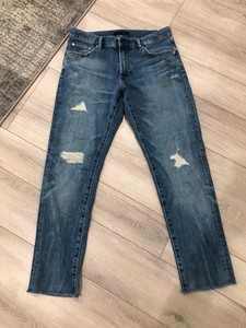 Uniqlo Slim-fit Jeans 63 Blue W32 L30 Alterations- Cut-off | eBay