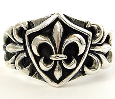 FLEUR DE LIS SOLID STERLING 925 SILVER BAND RING