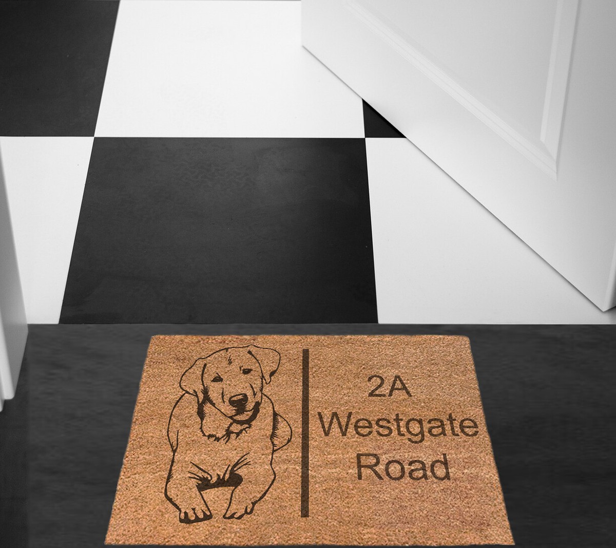 Personalised Engraved Coir Labrador Door Mat Welcome Mat Gift Home