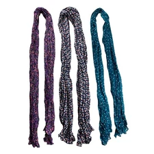 3 Women’s Fashion Scarves Floral Birdie Heart Print Purple Green Blue Sheer