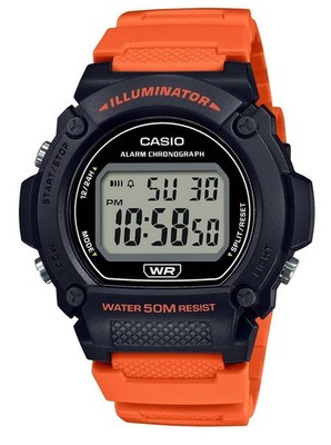Casio Alarm Chronograph Illuminator Stoppuhr Quarz W-219H-4AV 50M Herrenuhr