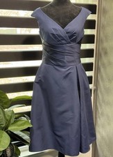 David's Bridal Pleated Bodice Dress Women  s Size 6 Navy Blue F12723