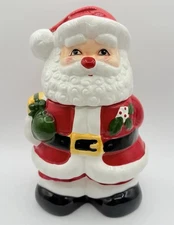 Vintage Santa Cookie Jar The Market Place Hand Painted Ceramic Taiwan 12” Boxed