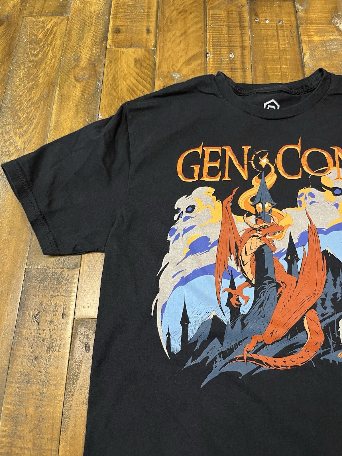 Gen Con Shirt Mens Medium Black Indy Gamers Unite Convention T-Shirt Dragon