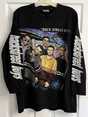 Backstreet Boys Rap Style Long Sleeve T Shirt Size X Vintage vintage concert t-shirt, vintage, size XL, single stitch, B+ condition