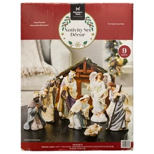 Member's Mark Holiday Nativity Set Decor, Hand Painted, 9Pc Set