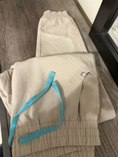 FIGS Technical Collection Unisex Scrub Set Top  Pants Beige Size M