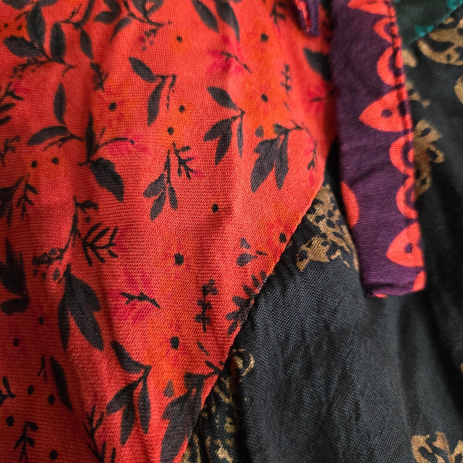 Patchwork Harem Romper Red Tie Shoulder Jumper Ov… - image 7