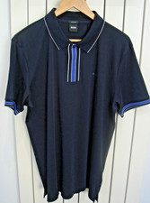 Image of Mens " HUGO BOSS " Parlay Polo Shirt. Navy Blue. Size-Large 44" Chest. NEW+TAGS