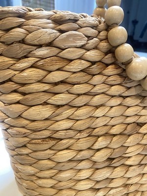 Straw Jute Market Basket Tote Bag Natural Bauble Handle Art Woven Seagras Bucket