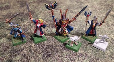 Warhammer FB Old World High Elves Characters, Teclis, mages, spell familiar x 2