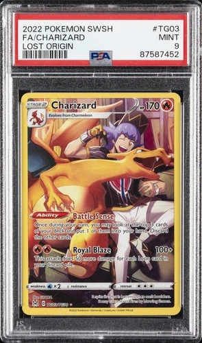 2022 POKEMON SWORD & SHIELD LOST ORIGIN #TG03 FULL ART/CHARIZARD PSA 9