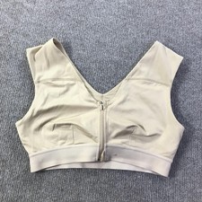 Tommie Copper Sports Bra Womens Large Beige Zip Front Shoulder Support Gym Top