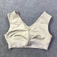 Tommie Copper Sports Bra Womens Large Beige Zip Front Shoulder Support Gym Top