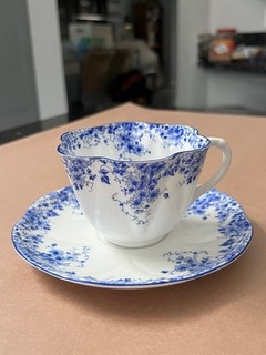 VINTAGE SHELLEY ENGLAND "DAINTY BLUE" TEACUP AND SAUCER