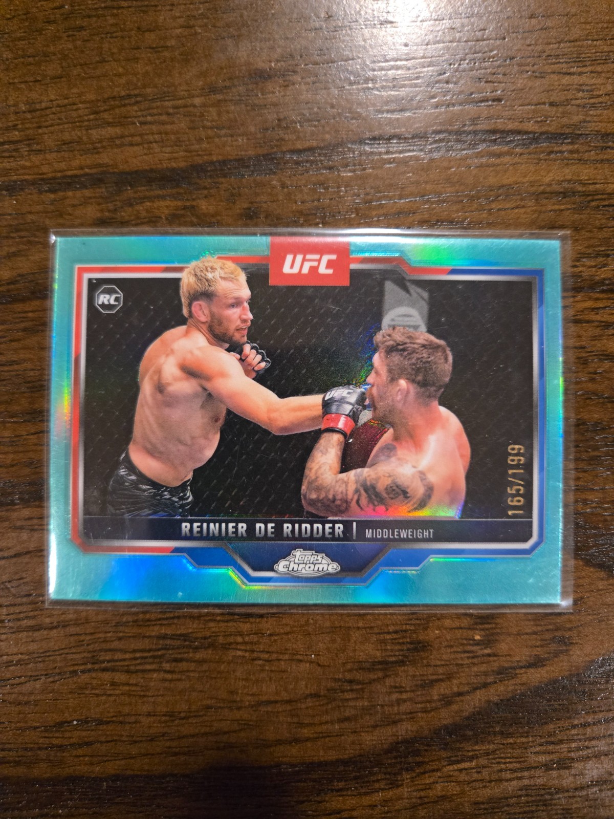 2025 Topps Chrome UFC Reinier De Ridder 165/199 Rookie Aqua Refractor RC #185