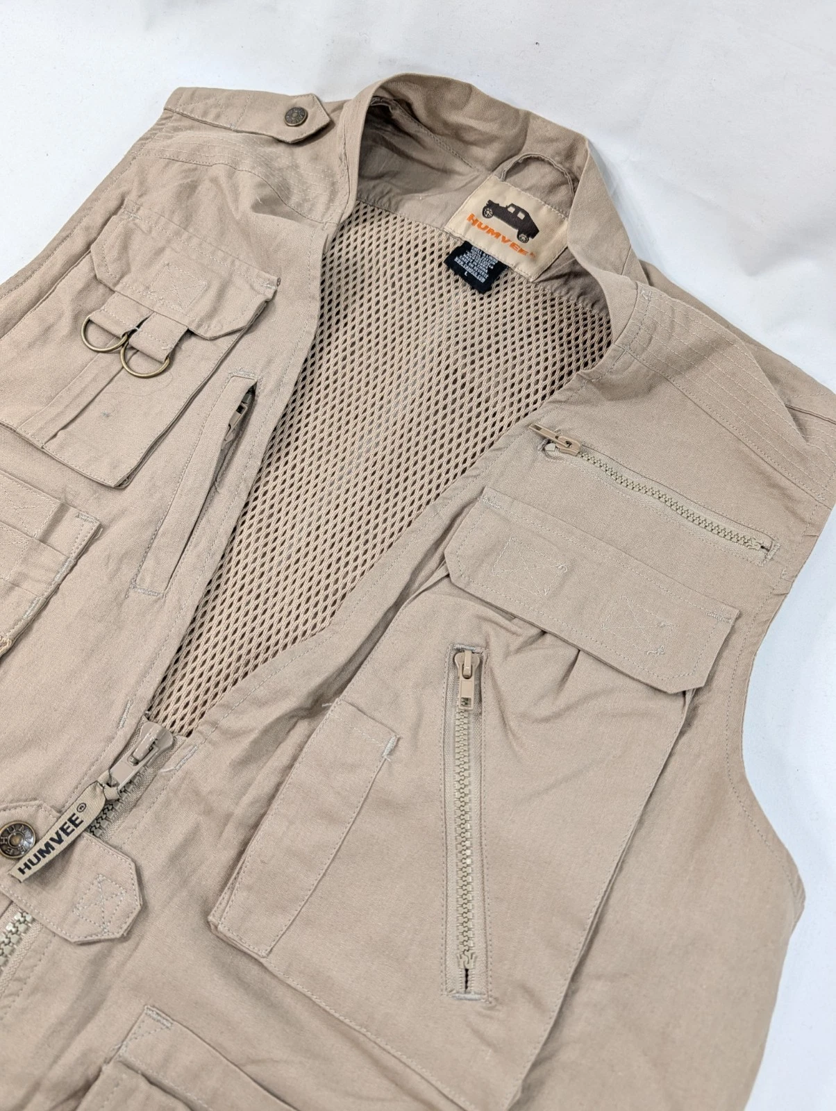 New No Tags Humvee Mens Large Safari Photo Fishing Hunting Khaki Beige Vest