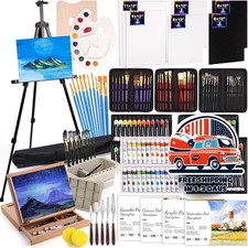 Kit De Pintura 96 Colores Con 2 Caballetes Pinceles Lienzo Y Papel Para Artistas