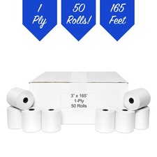 3" x 165' 1 PLY BOND PoS RECEIPT PAPER 50 ROLLS  FREE SHIPPING  