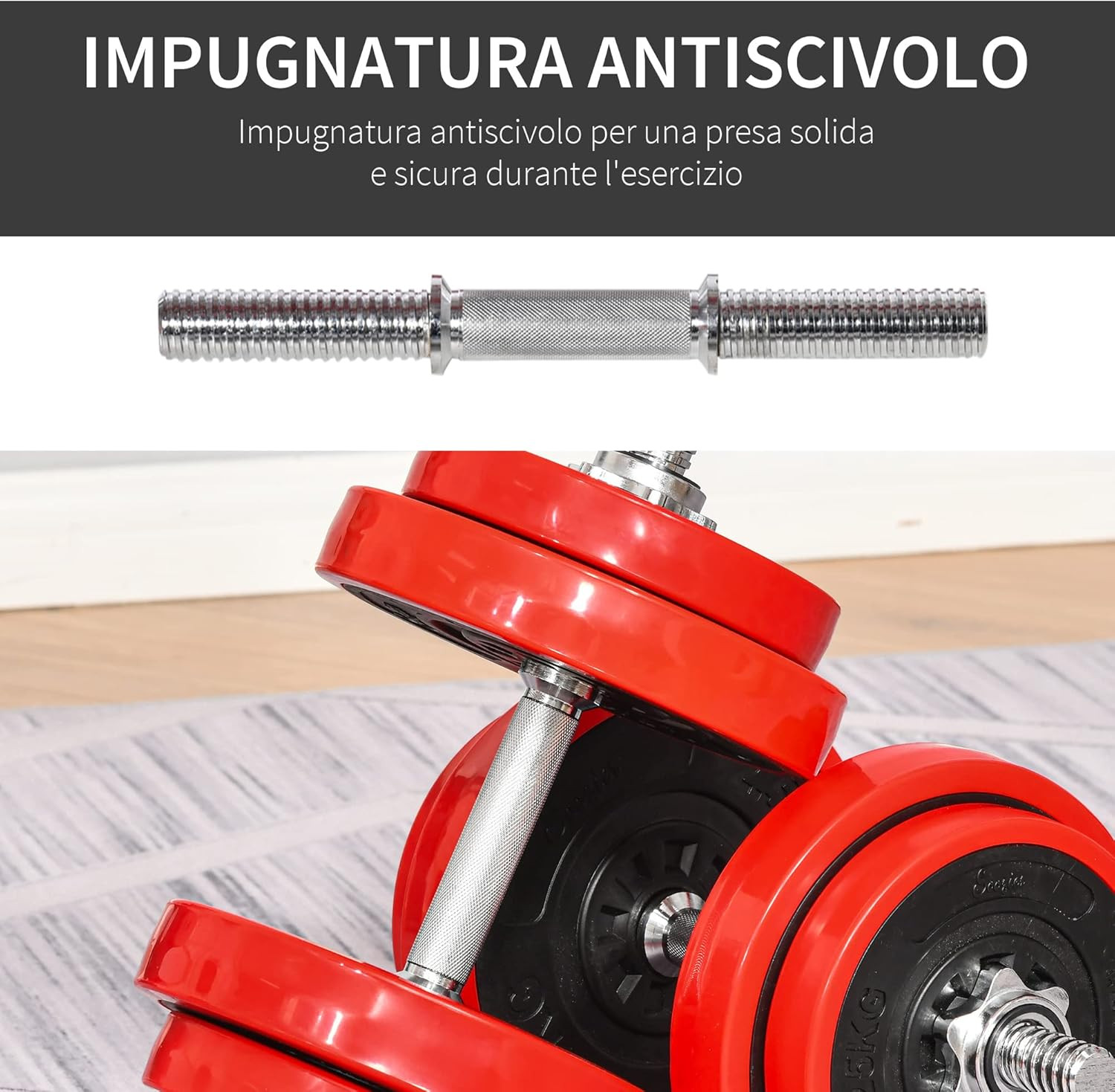 Set Di Manubri Pesi 2 in 1 Da 20/30Kg, Dischi Con Rivestimento in Plastica Antig foto 6