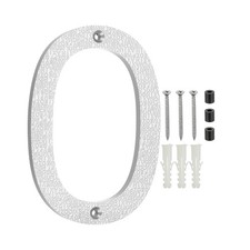 6 Inch Number 0 ABS Plastic Floating House Number with Nail Kit, Silver Tone