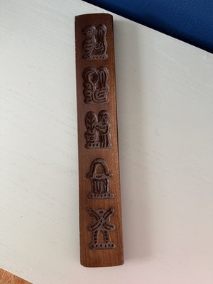 Vintage Rustic Primitive Dutch Hand Carved Wood Cookie Butter Mold Windmill