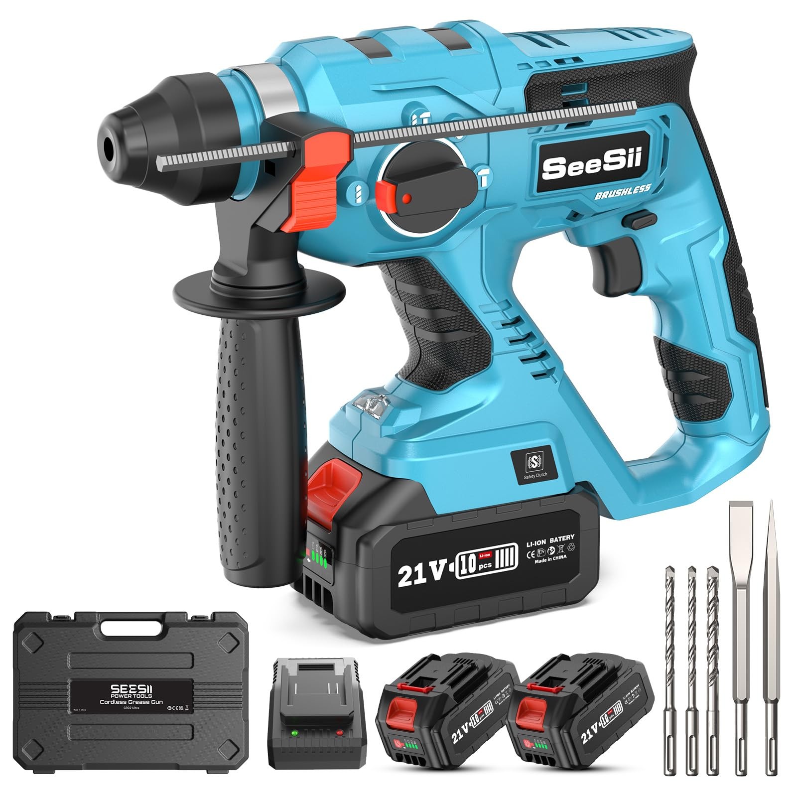 Tassellatore a Batteria 4 in 1 Brushless 2.1J SDS-Plus Professionale