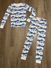 Hanna Andersson Pajama Set Boys Euro 150 Size 12 Organic Cotton Snow Ski Print
