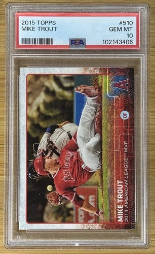 2015 Topps #510 Mike Trout Los Angeles Angels MVP Baseball Card PSA 10 Gem Mint