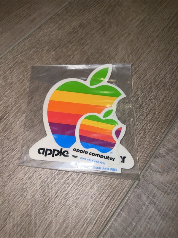 Vintage Apple Rainbow Logo Stickers Original 1980s Set Mac Computer Rare