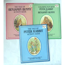 The Tale of Peter Rabbit Beatrix Potter Activity Coloring Book Lot of 3 Landoll