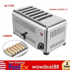 6-Slice Toaster Silver Pop-Up Electric Toaster Stainless Steel 6 Slots Toaster