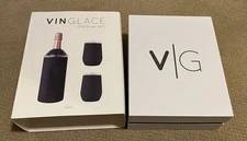 NEW! VINGLACE  Wine Chiller 3 pc Gift Set W/2 Glass Stemless Wine Tumblers/NAVY