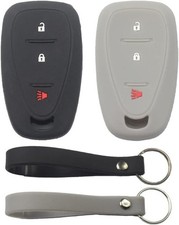 2Pcs Rubber Silicone 3 Buttons Smart Key Fob Cover Case Prot Color: Black Gray