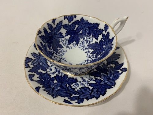 VTG Coalport Bone China Blue Leaves Chintz Teacup & Saucer - Picture 2 of 8