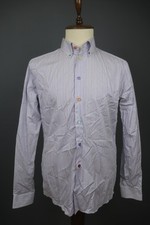 Eton Multi Striped Cotton Slim Fit Long Sleeve Button Down Dress Shirt Size 43