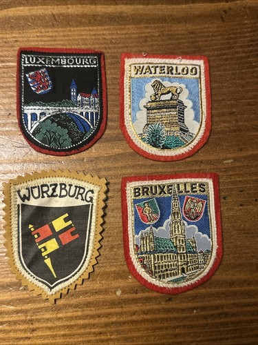 Lot 4 Luxemburg Waterloo Würzburg Brunellen Germany gewebte rote Filz Aufnäher