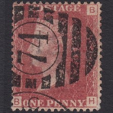 U22_29 GB QV 1864 1d LAKE-RED PLATE 114 SG44-G1(2) BH FU LONDON D&S 74