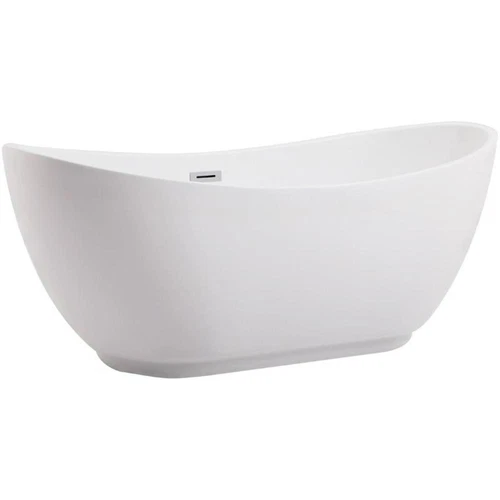 Elegant Decor Ines 62" Oval Plastic Soaking Bathtub in Glossy White - Picture 3 of 14