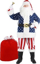 Santa Claus Costume for Men Adult Deluxe Professional Santa Suit 11pcs Red White