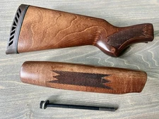 MOSSBERG 500 590 MAV CHECKERED WOOD STOCK FOREND RECOIL BOLT 12 FITS 6” SLIDE AA