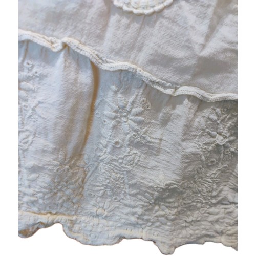 Gretty Zueger Boho Midi 35" Ivory Skirt Sz M Elastic Waist Embroidered Cotton - Picture 7 of 7