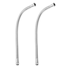 2Pcs 11.8" Universal Gooseneck Hose M10 Fine Thread Metal Flexible Silver