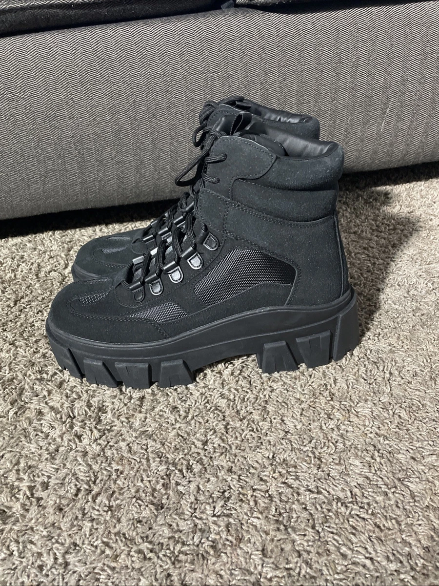  FAUX LEATHER MILITARY PLATFORM BOOT MENS 10 BRAD NEW NO BOX ASOS DESIGN chunky boots in black faux leather with padding  main image 3