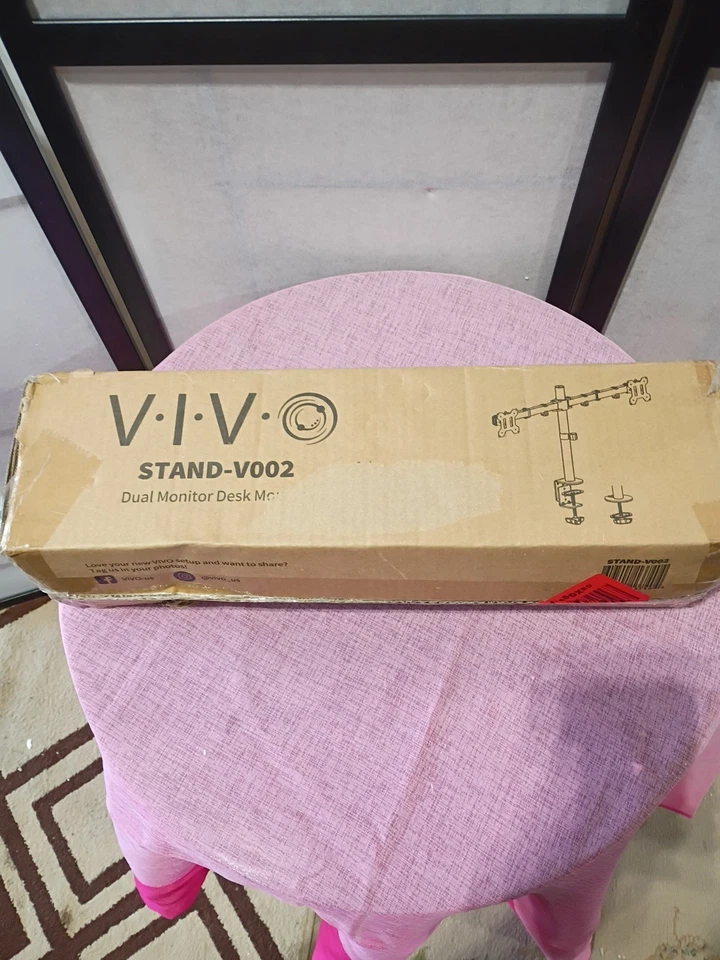 Vivo Black Dual Monitor Desk Mount Adjustable Stand V002 New In Box Sealed - Image 4 of 4