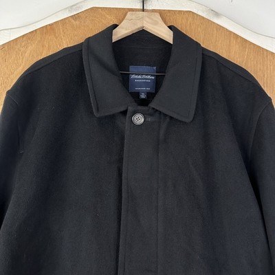 Brooks Brothers Jacket Mens 2XL Black Pea Coat Loro Piana Storm System Wool