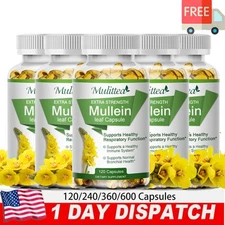 Mullein Leaf Capsules 1000mg For Lung Cleanse Detox Herbal Dietary Supplement
